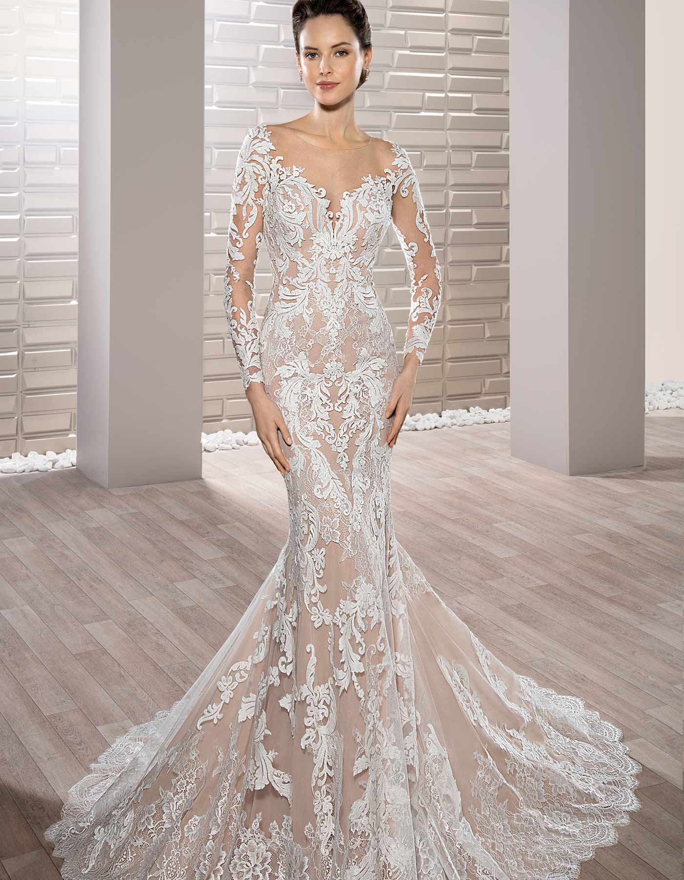 Long sleeve lace wedding dress, 717 Demetrios, Melbourne