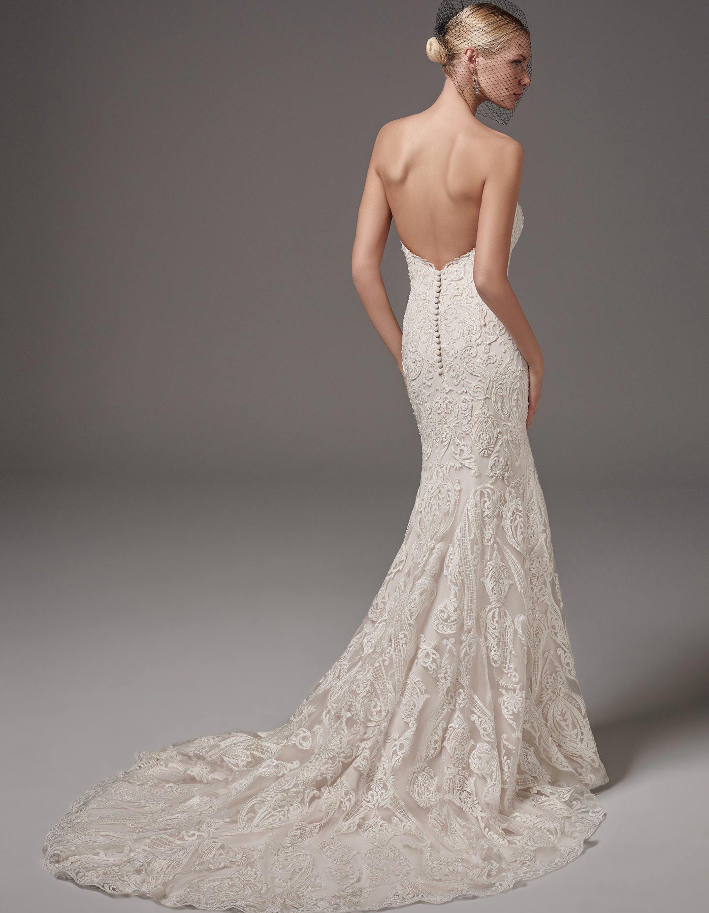 Sottero and Midgley Hadley lace wedding dress with sweetheart neckline